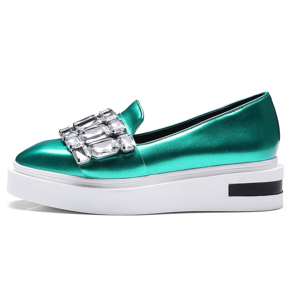 

Women's Casual Shoes Flat Bottom Rhinestone Wedge Low-heeled Slip-On Solid Loose Valuable Authentic Popular Womens Shoes