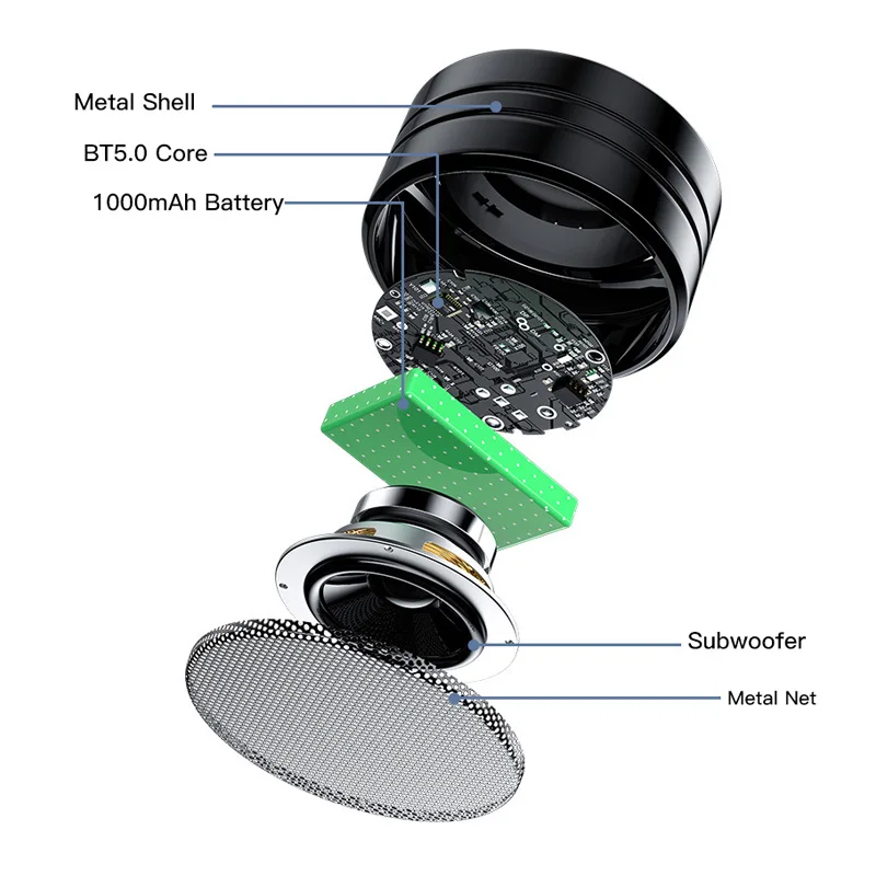 Беспроводной Bluetooth динамик портативный металлический сабвуфер домашний 3D стерео