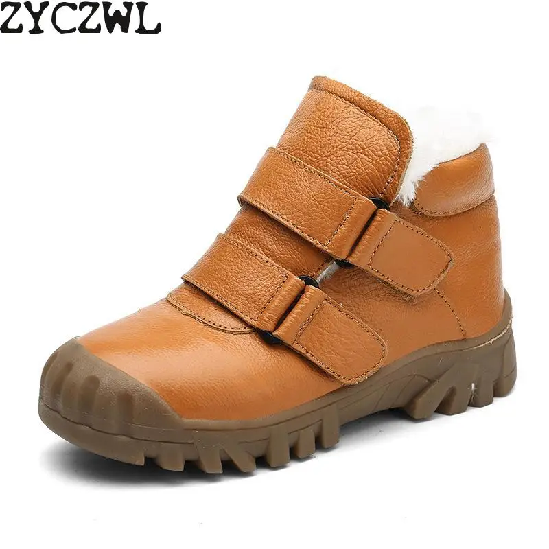 Зимние детские ботинки для мальчиков 2019 Модные ботильоны снега походная обувь с