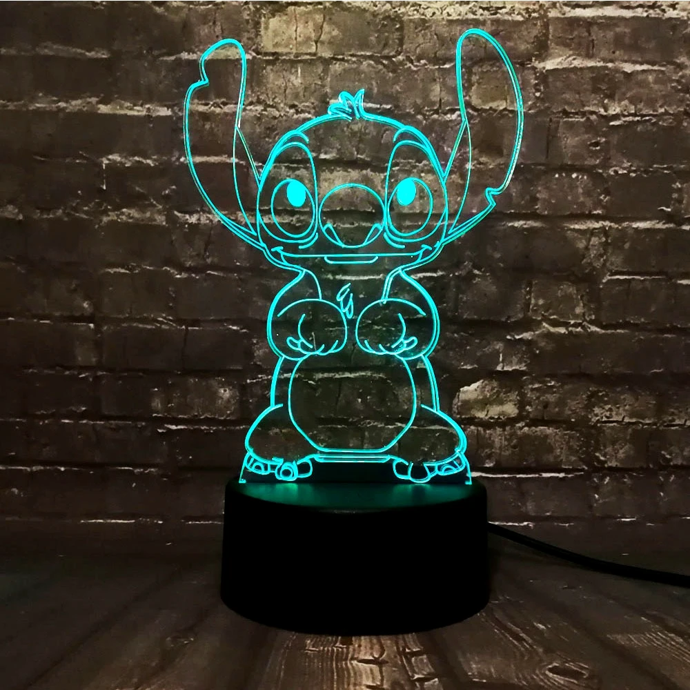 Дропшиппинг Лило Ститч Новинка 3D ночной светильник светодиодный светильник Микки Минни Маус Динь колокольчик 7 цветов Декор для комнаты подарок для ребенка