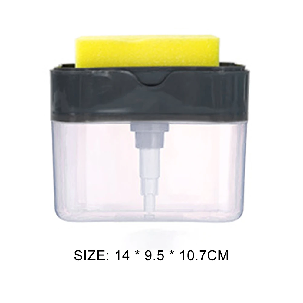 

2 in 1 Scrubbing Liquid Detergent Dispenser Press-type Liquid Soap Box Pump Organizer with Sponge Kitchen Tool Bathroom Supplies