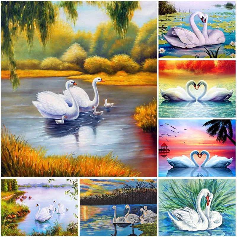

DIY Swan 5D Diamond Painting Full Round Drill Animal Diamond Embroidery Mosaic Cross Stitch Kit Home Decor Gift Dropshipping
