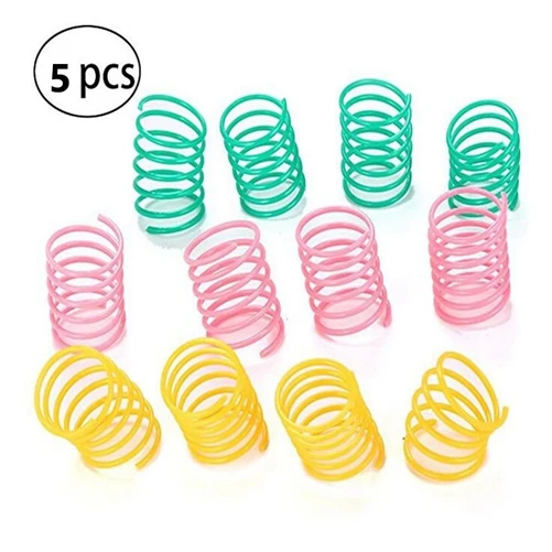 5 Pack 10 шт. в упаковке, Весенняя игрушка для кошек, пластиковые красочные спиральные пружины для домашних животных, широкие прочные интерактивные игрушки - Цвет: 5 Pack