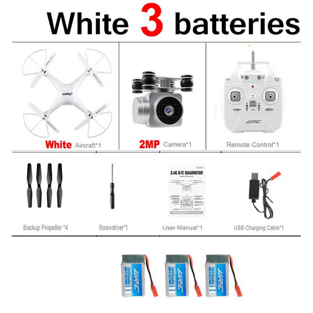 white 3B JJRC H68 720P Wifi FPV RC Дрон с камерой Квадрокоптер высота Дрон держать Безголовый режим вертолет Профессиональный Квадрокоптер - Цвет: white 3B