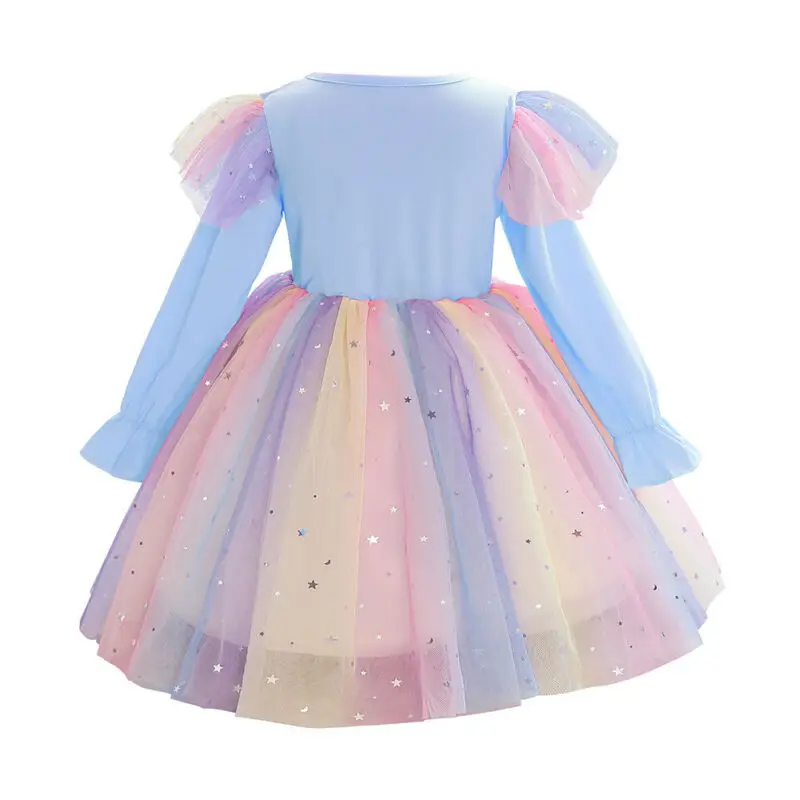 

Kids Dress Girl's Colour Birthday Party Tutu Rainbow Gown Clothes Suit 3-10Years