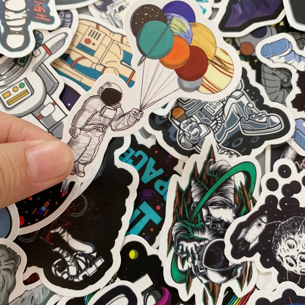 50Pcs/Lot Custom Stickers Papelaria Astronaut Space Station Lunar Rocket Space Stationery Sticker Waterproof Not Repeated TZ126D
