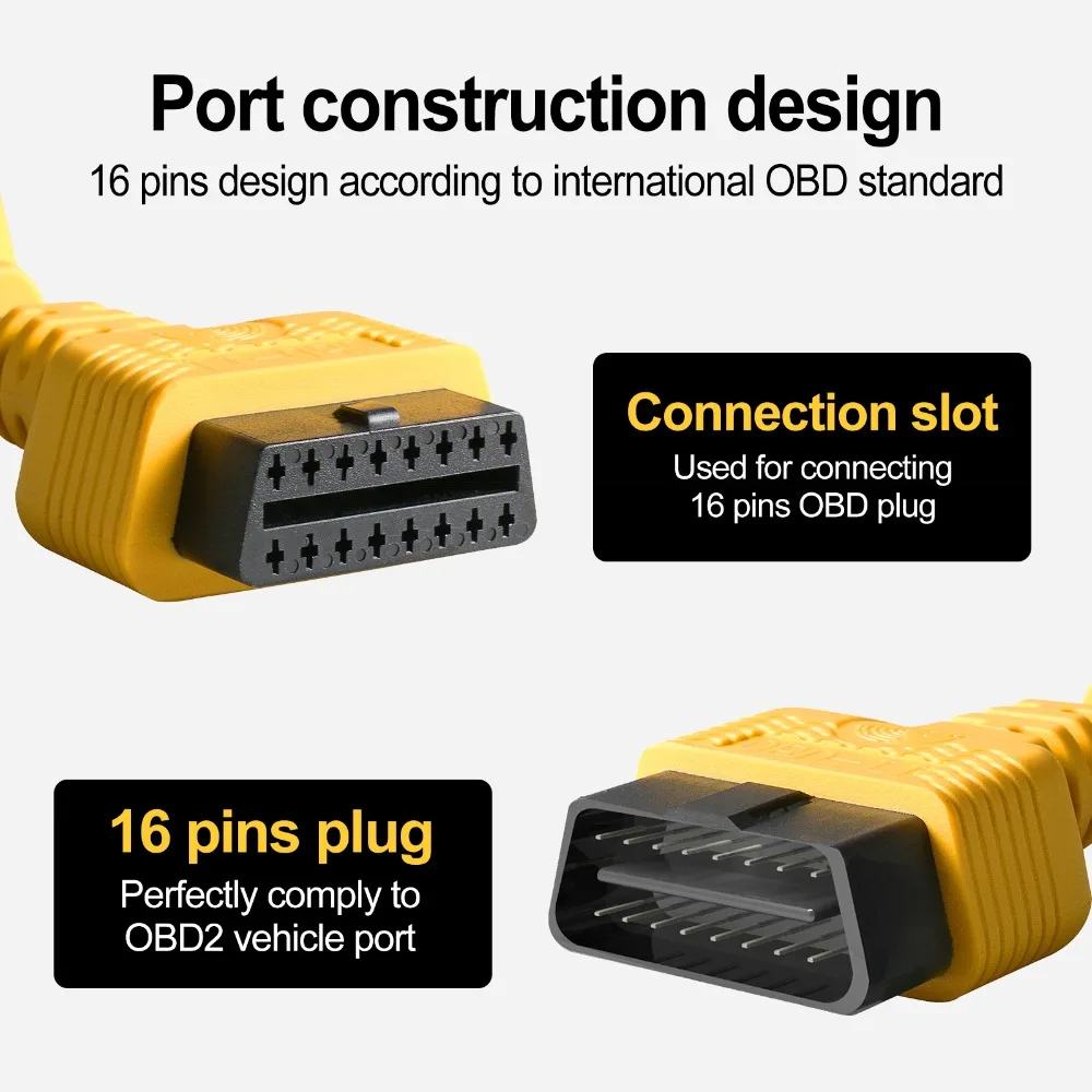AUTOOL автомобильный OBD 2 II удлинитель Разъем Авто OBD 16pin адаптер Удлинительный провод OBD2 Соединительный шнур для запуска X431 подушка безопасности 14 см
