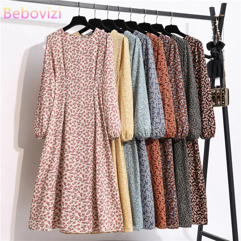 

Fashion Autumn Spring Loose Women Long Dress Yellow Blue Khaki Long Sleeve bandage Maxi Dress Casual Vintage Woman 2020