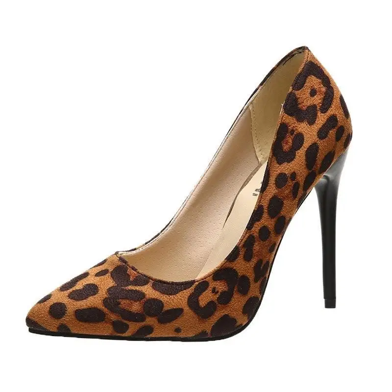 

Big Size 35-44 2021 Spring Autumn Women 11cm High Heels Shoes Ladies Pumps Female Party Footwear Stiletto Heels Leopard Beige