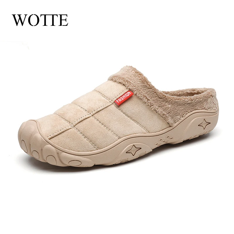 Домашние мужские тапочки WOTTE зимние мягкие хлопковые Нескользящие теплые на