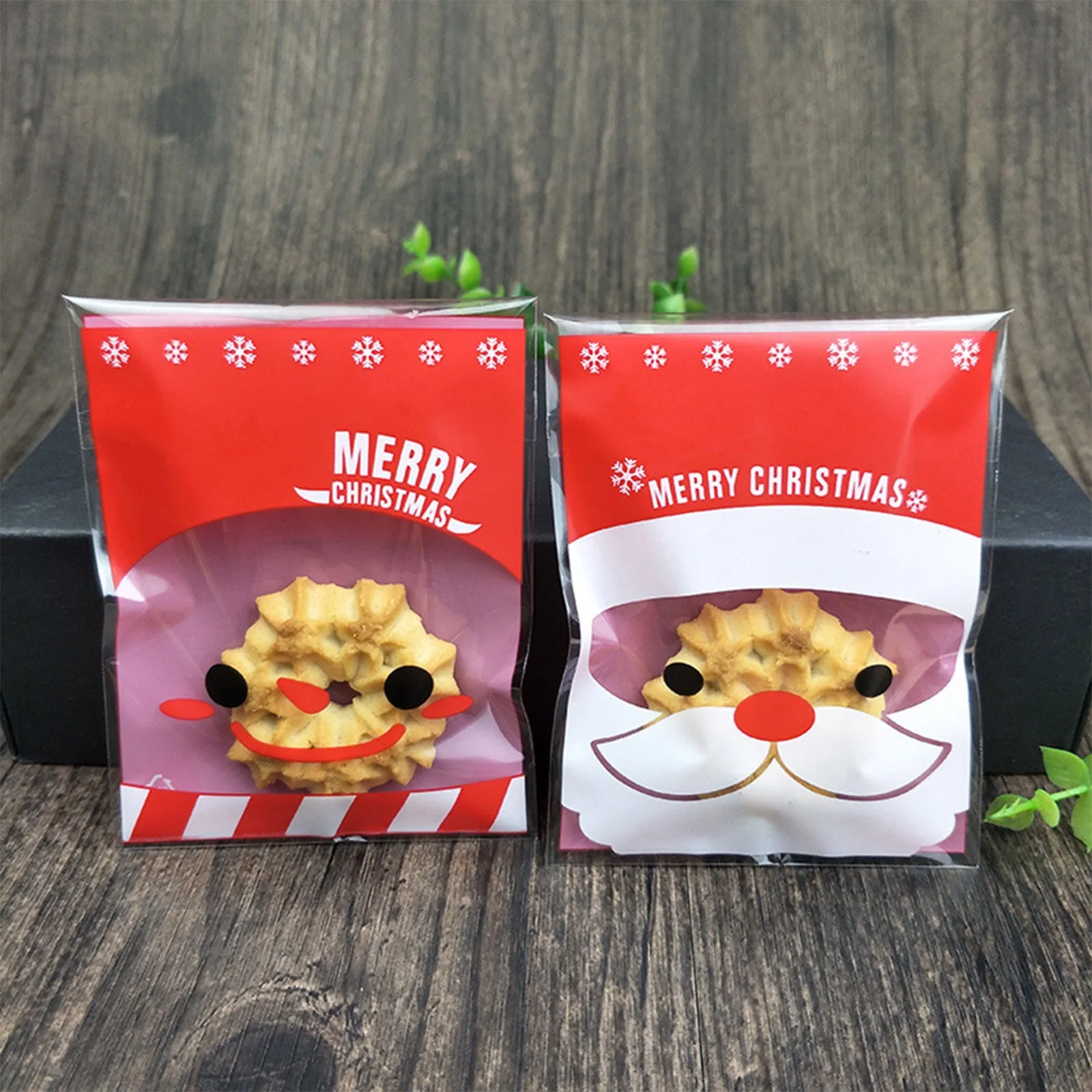 100 шт. милый Рождественский мешок для конфет с мультяшным изображением