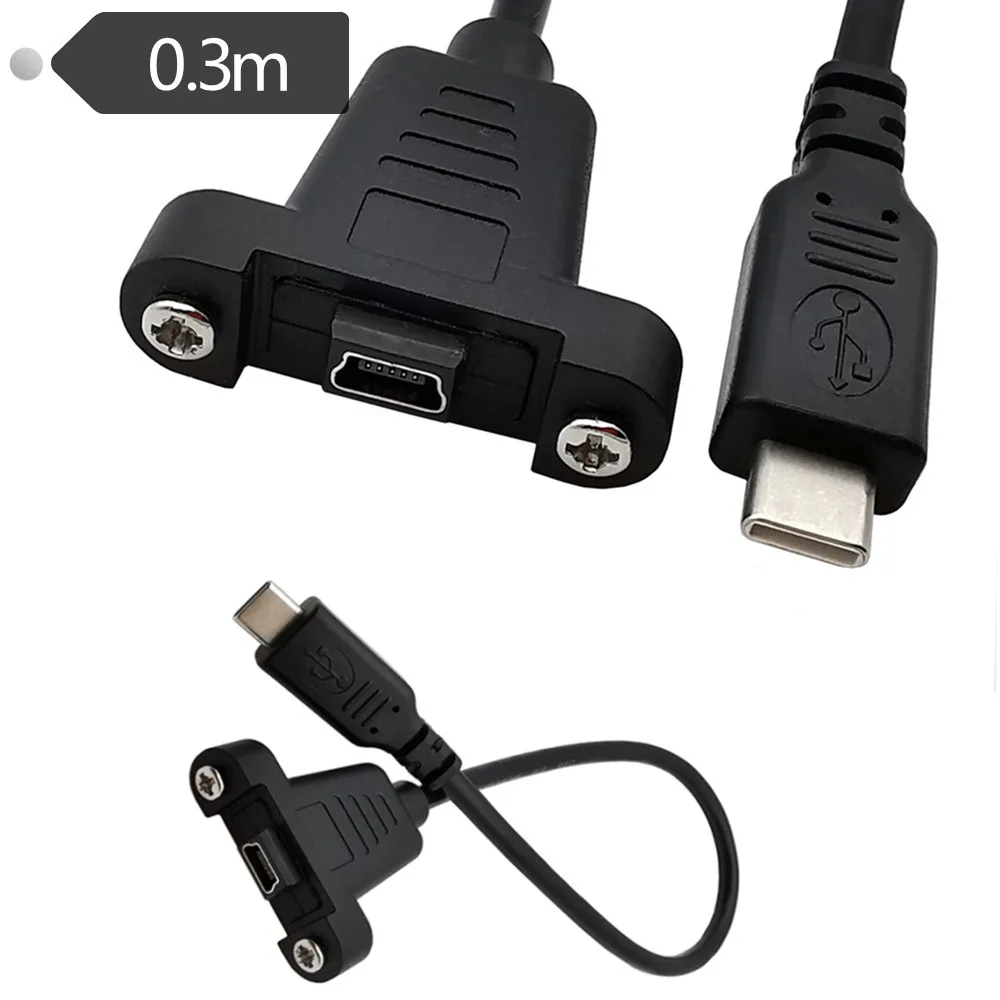 30 см USB3.1 Type C папа к Micro/mini USB 3.1 5Pin мама Панельное крепление кабель для передачи