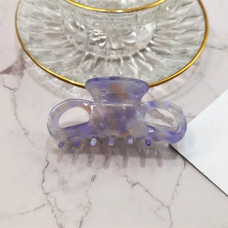 

Colorful Korea Acetate Clamp Back Head Hairpin French Retro Print Mermaid Color Hair Claw Headdress Hairpin Female Shark Clip