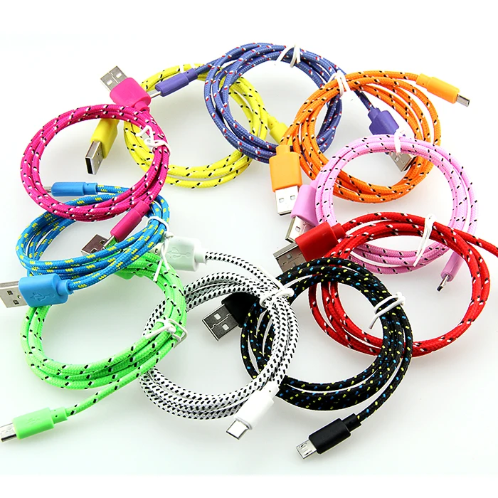 100 шт. Шнур Micro USB 2 0 V8 в оплетке 1 м/2 м/3 м кабель для передачи данных и синхронизации