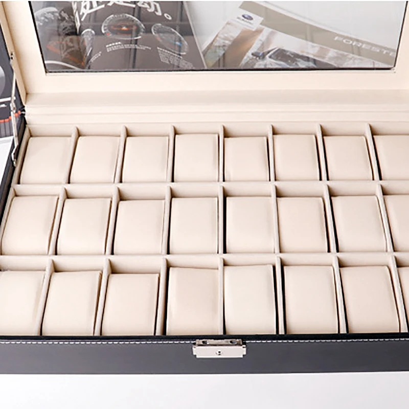 Коробка для часов органайзер чехол мужчин и женщин из искусственной кожи 24 слота