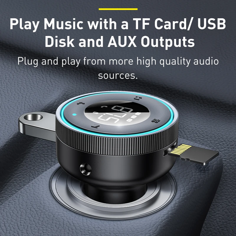 Baseus FM передатчик модулятор Bluetooth 5 0 свободные руки для автомобиля Aux адаптер 3.4A