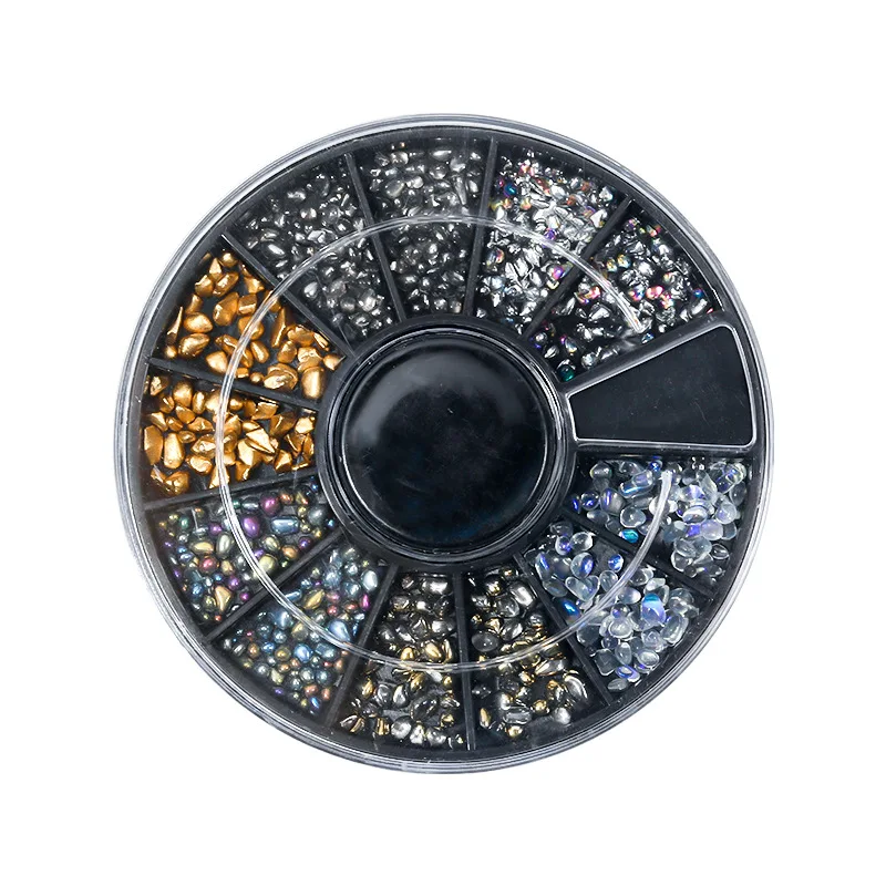 

12 Grid Turntable Nail Art Symphony Flashing Irregular Crystal Stone 3D Nail Decorations DIY Fingertip Art Nail Art Accessories