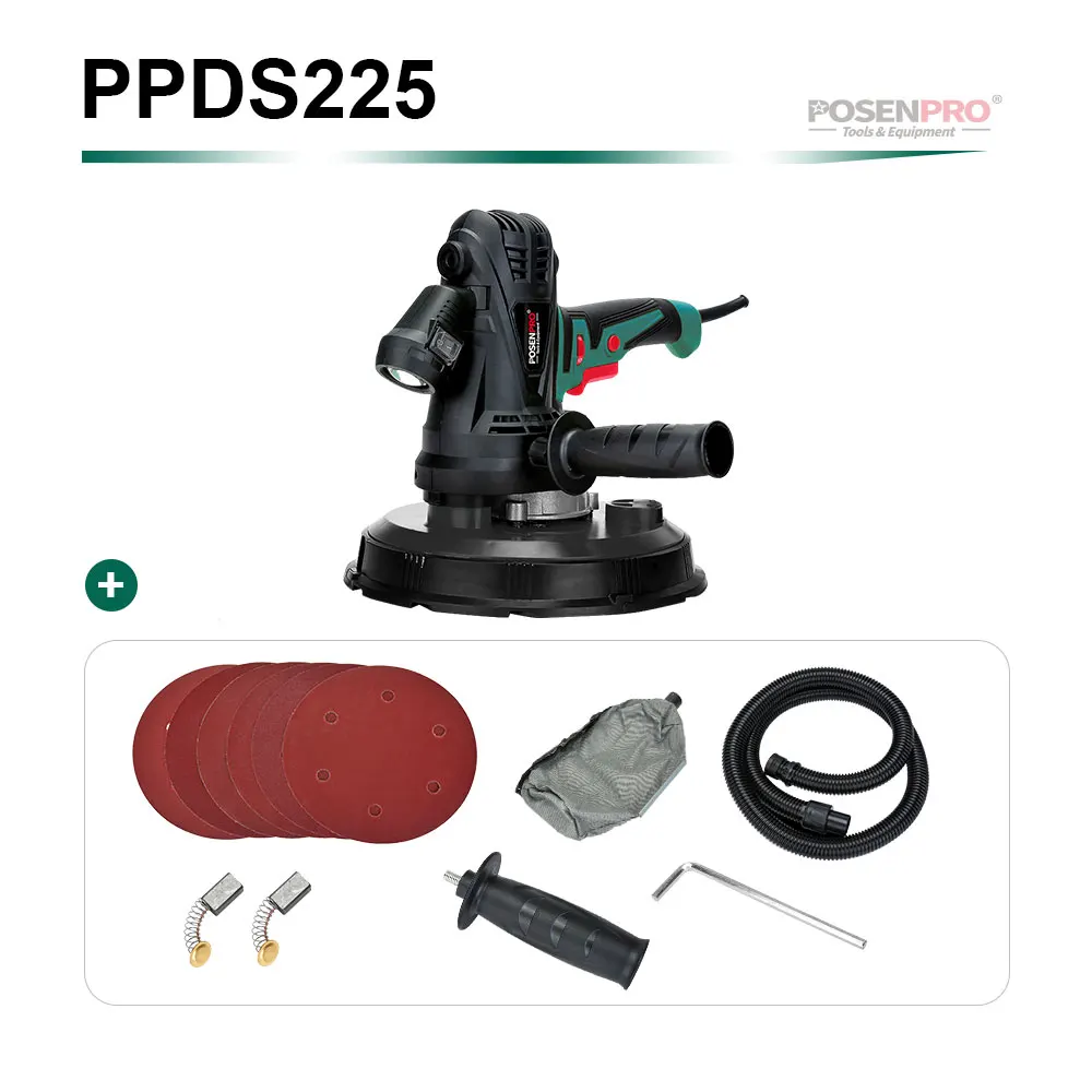 PPDS225 POSENPRO настенный полировщик Гипсокартон Шлифовальный ручной переменный скоростной светодиодный светильник без пыли автоматическая и вакуумная система - Цвет: PPDS225