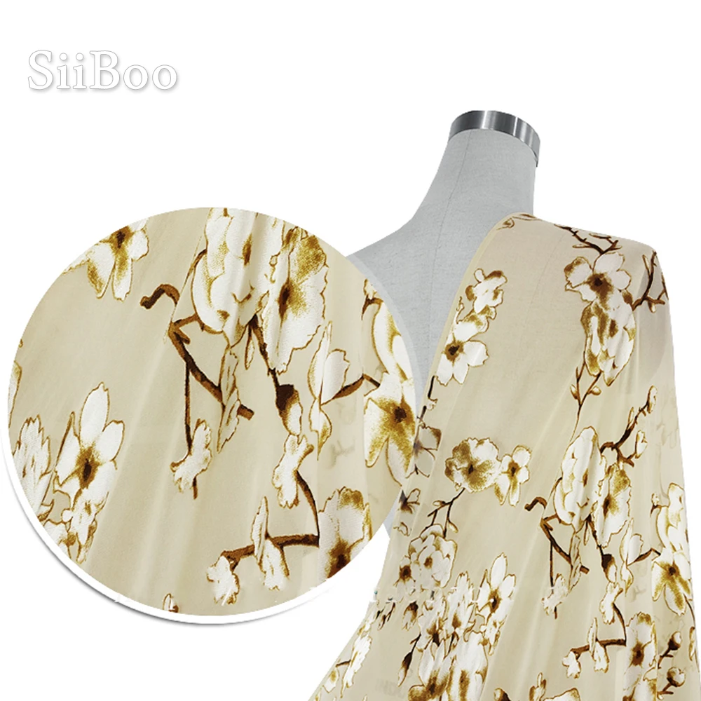 Модная абрикосовая и розовая одежда из нейлона с принтом камелии шелковая ткань