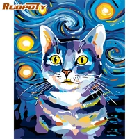 ruopoty 60x75cm frame paint by number for adults cat modern picture by numbers acrylic paint on canvas home decors artwork