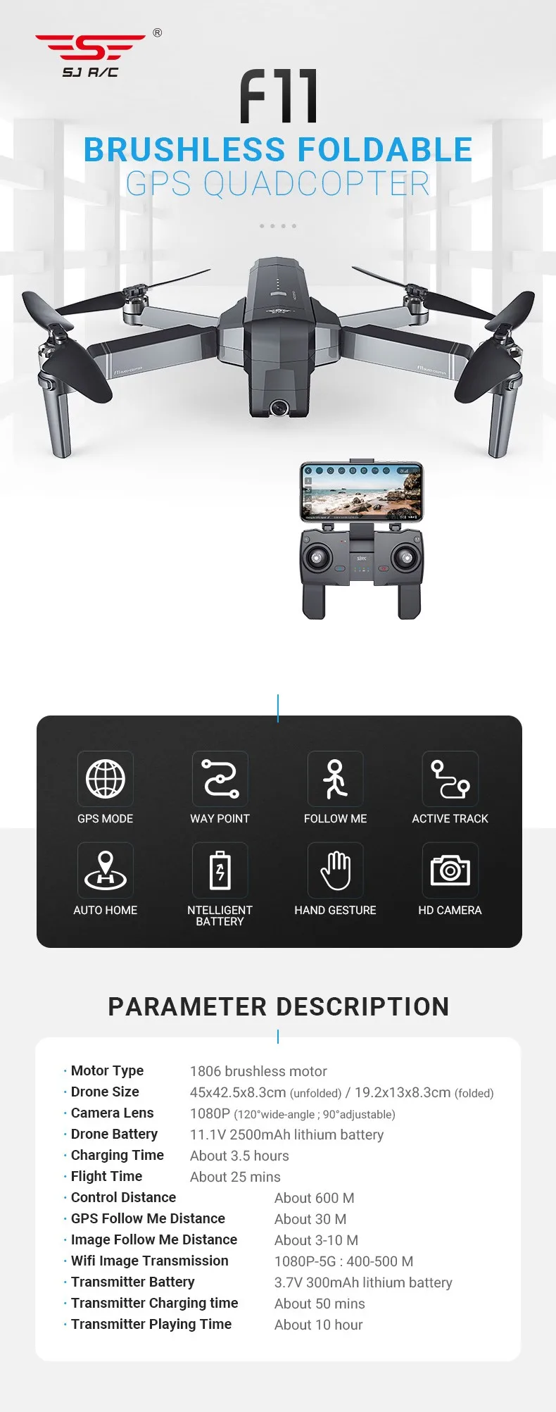 SJRC F11/F11 PRO gps 5G Wifi FPV с 2K широкоугольной камерой 28 минут время полета бесщеточный складной Радиоуправляемый Дрон Квадрокоптер RTF Дрон
