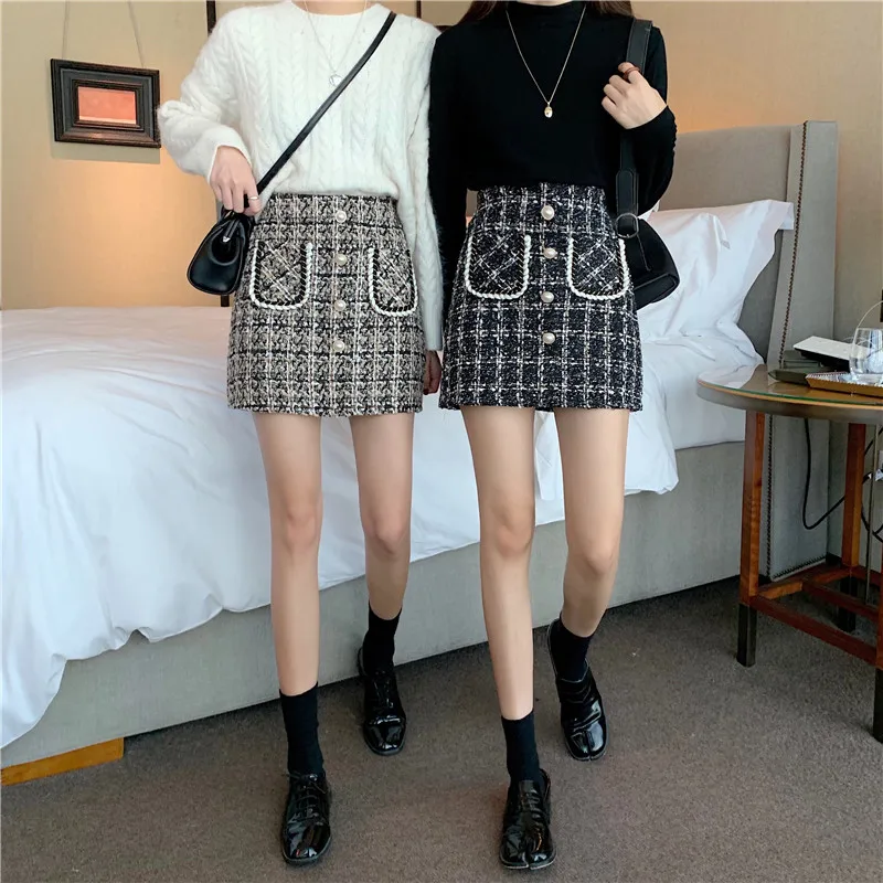 Короткие женские юбки с завышенной талией 2020 милая клетчатая юбка Женская