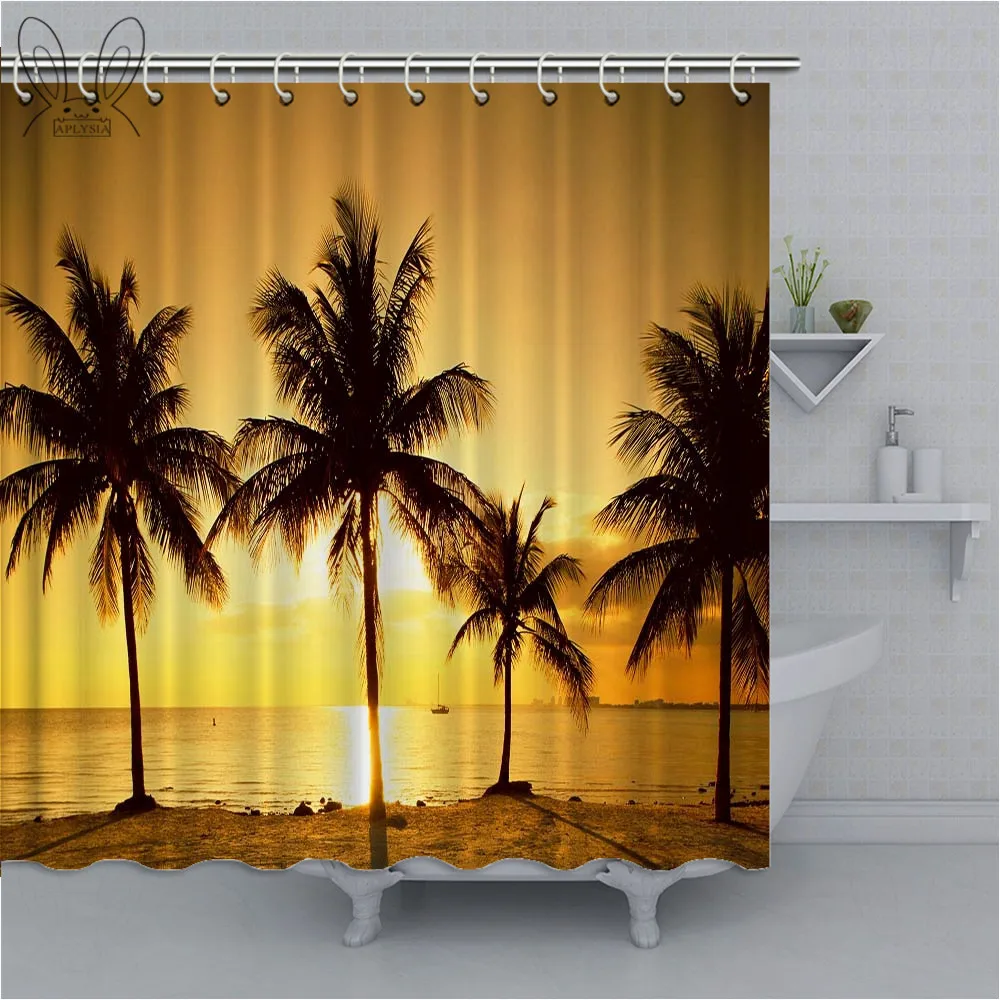 Beautiful Island Cool Tropical Beach waterproof shower curtains bathroom products polyester bathroom shower curtain - Цвет: 74256