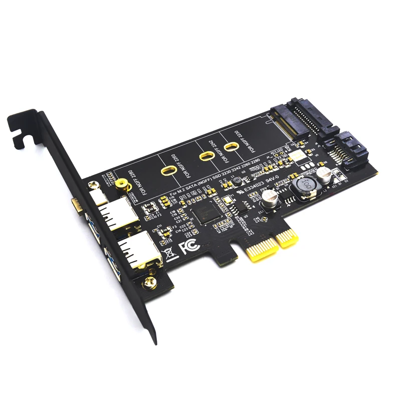 Фото 2x USB 3,0 & Тип-c M.2 адаптер PCI-e M2 SSD SATA B Ключ к PCIe 3,0 конвертер контроллера карты расширения для 2280 2260 2242 2230 NGFF №3