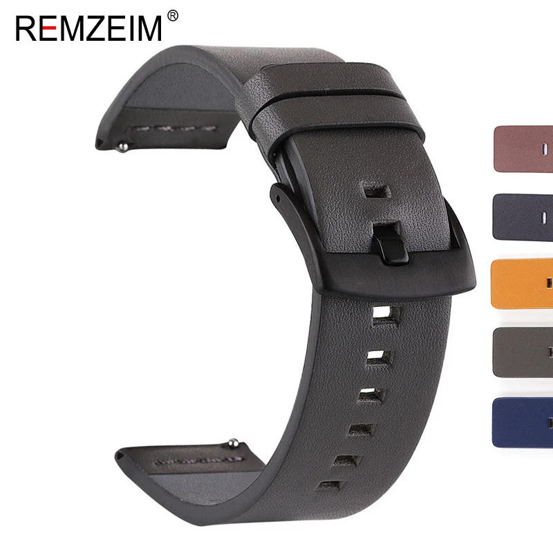 Ремешок кожаный для Samsung galaxy watch 42 мм 46 браслет 18 20 22 24 huami amazfit GTR Bip active 40 44 Gear sport S2