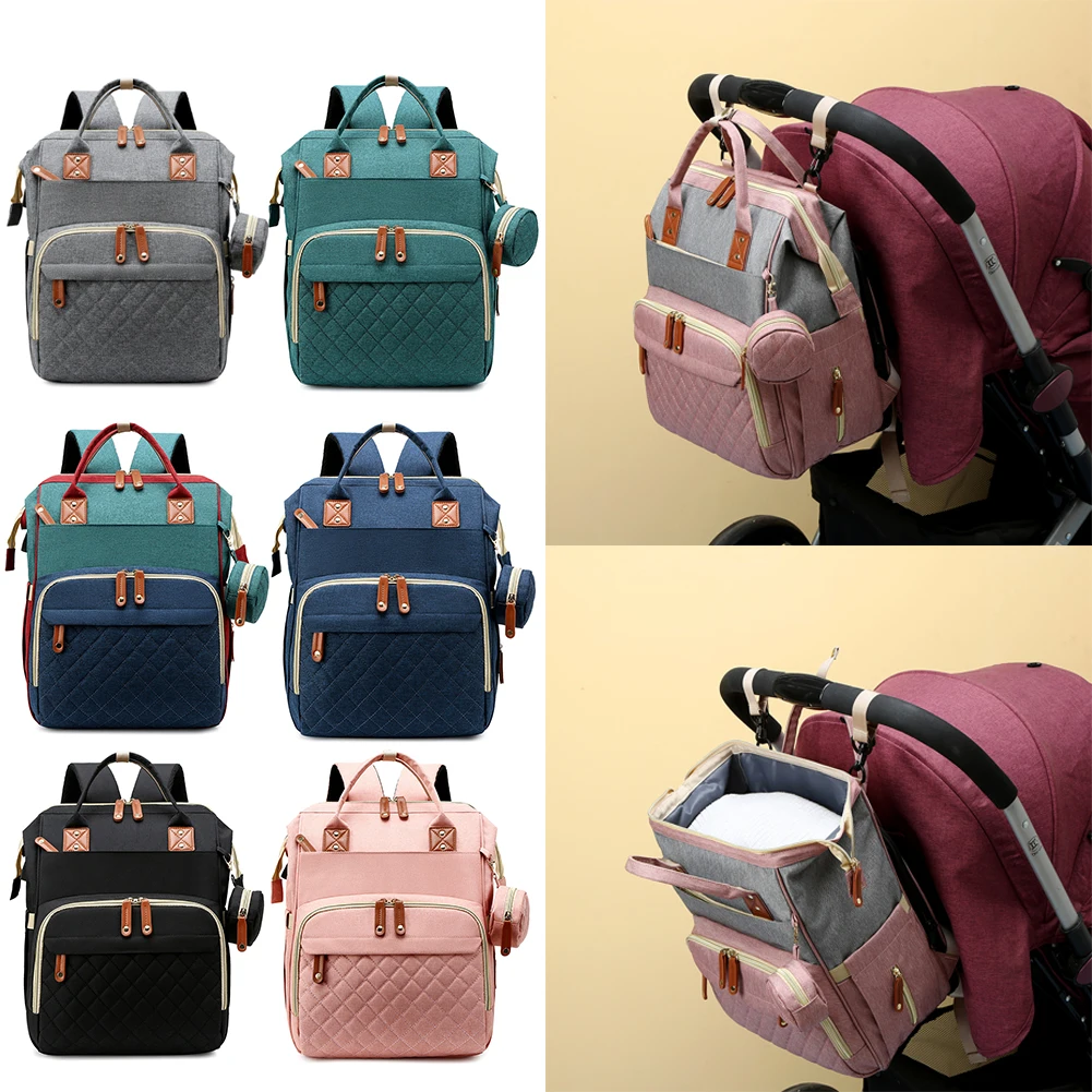 

Multifunction Diaper Bag Large Capacity Nappy Backpack Stroller Bags Foldable Baby Bed Sleeping Mummy Bag with USB Charging Port