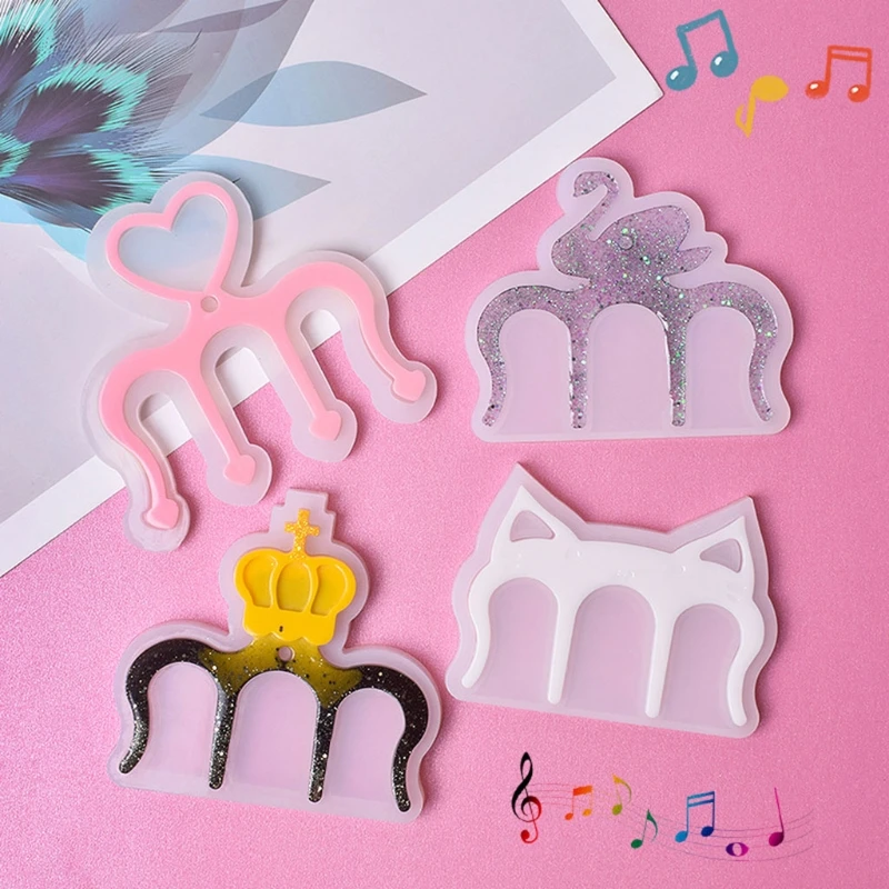 

7 Pcs Music Book Clip Epoxy Resin Mold Sheet Music Page Holder Silicone Mould DIY Crafts Jewelry Casting Tool
