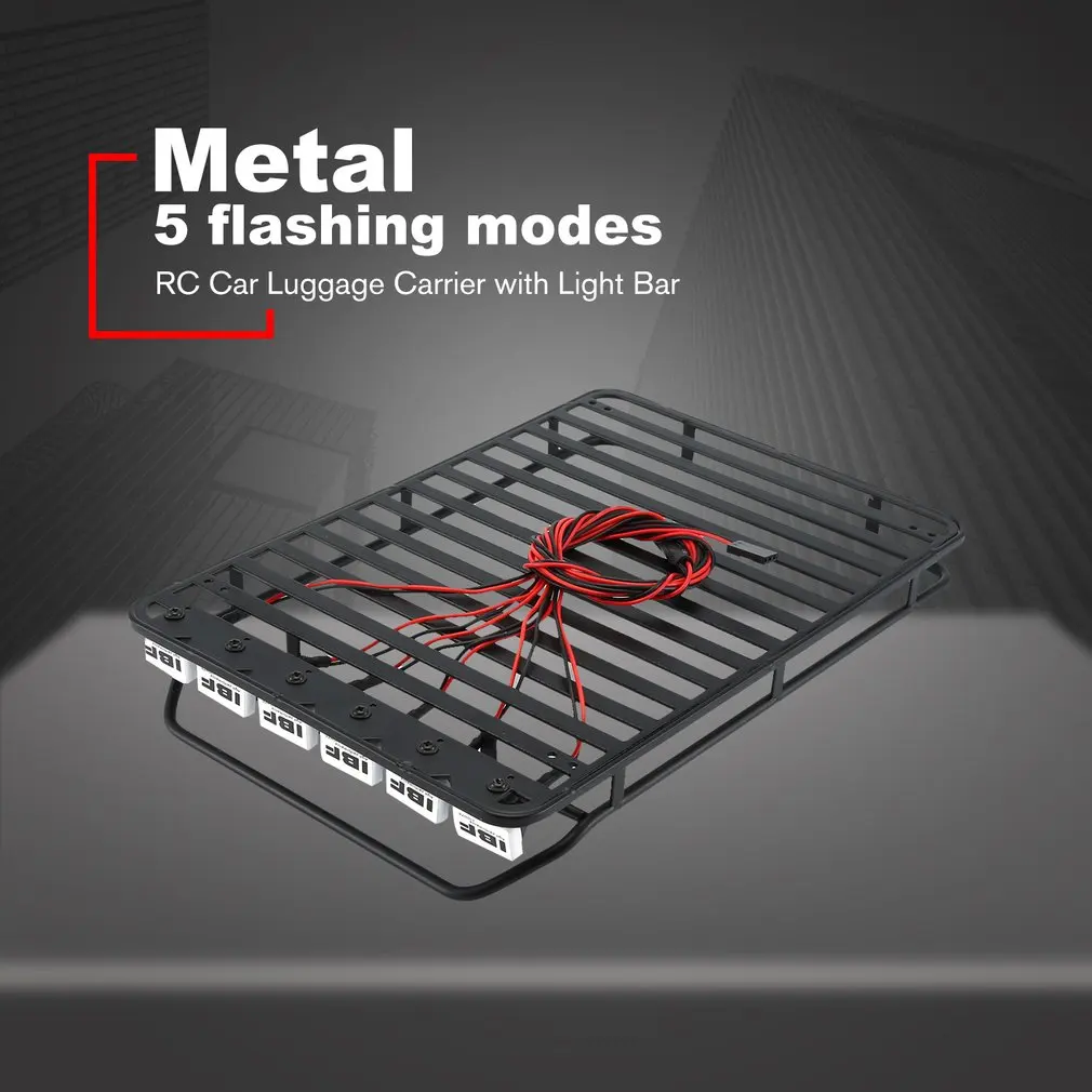Стойка для багажа на крышу с 6 белыми светодиодными лампами 1/10 RC Гусеничный