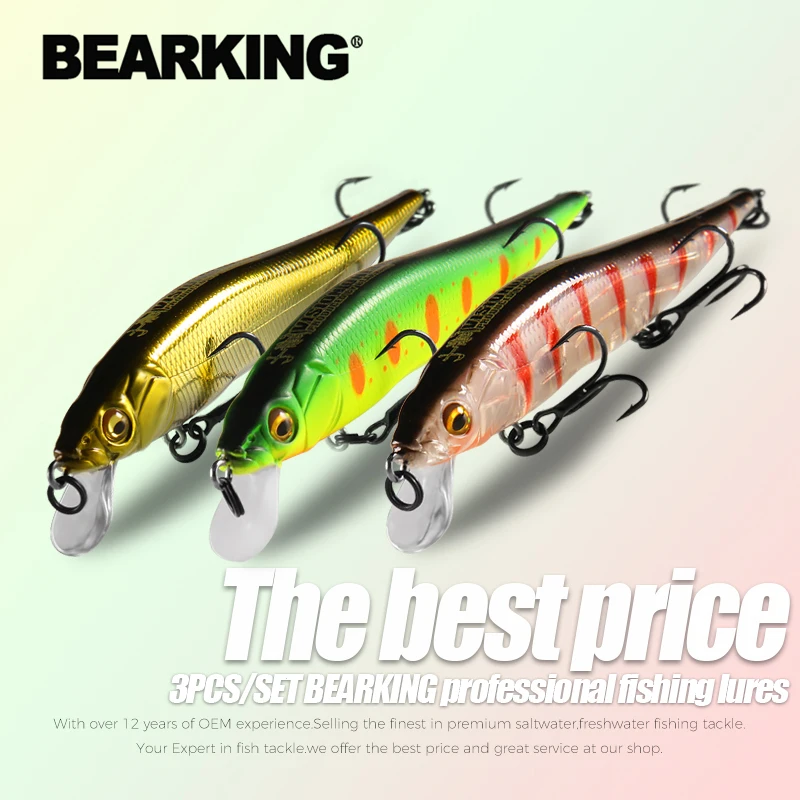 3шт/лот BEARKING 9.8см 10г SP погружение 2.1м профессиональные воблеры Minnow высокого качества искусственные приманки хищников