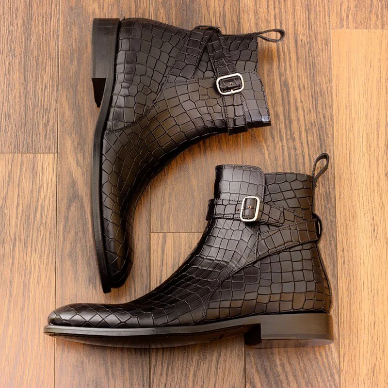 

Мужские однотонные ботильоны из ПУ кожи, с пряжкой, модные классические удобные уличные сапоги, повседневные, KR705, новинка 2021