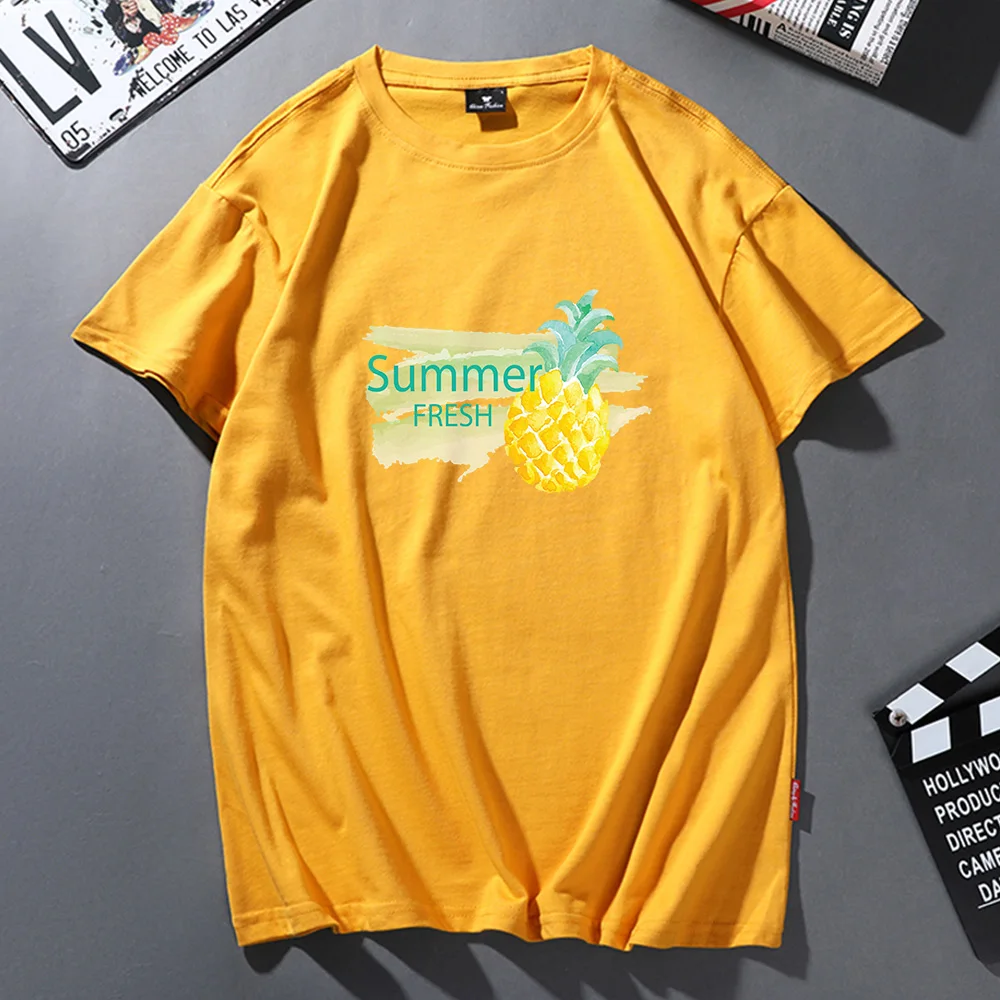

Harajuku Pineapple T-shirt Women Casual Solid Short Sleeve T-shirt Summer Fresh Letter Tee 90s Girls Korean Tops Female Itself