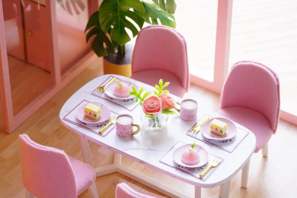 Милая комната DIY миниатюрный дом деревянный кукольный дом мебель пылезащитный чехол кукольный домик комплект дом модель игрушки для детей Рождественский подарок