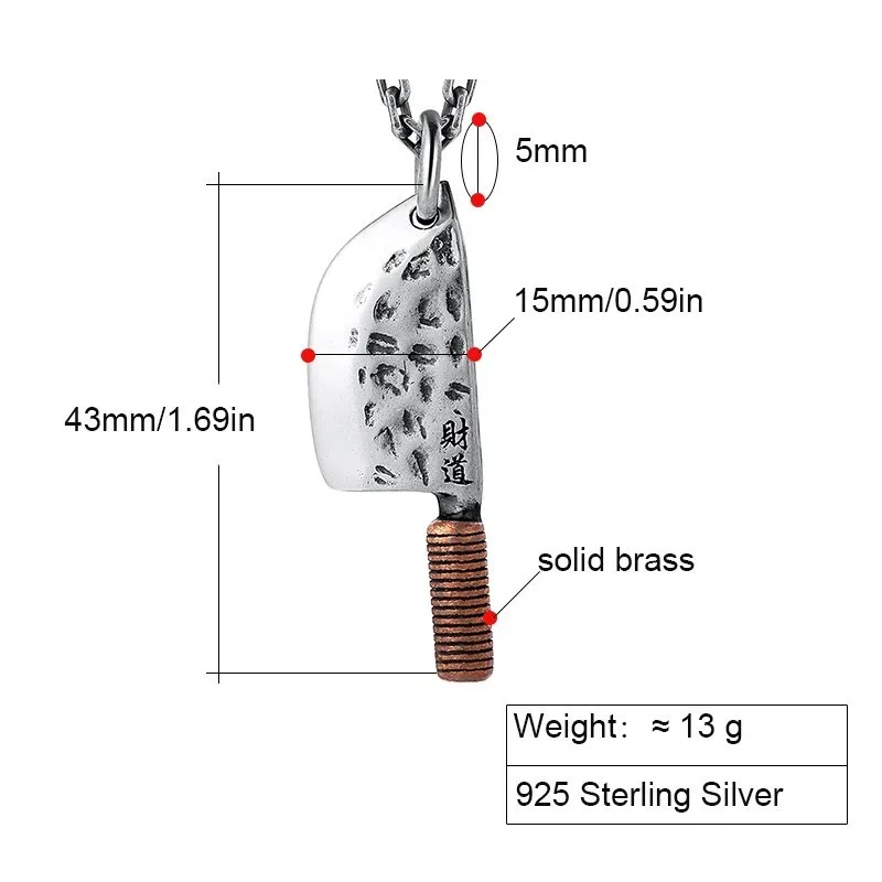 ZABRA Подвеска из стерлингового серебра 925 пробы мужской кулон в форме кухонного