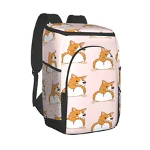 Thermal Backpack Funny Corgi Dog Pattern Waterproof Cooler Bag Large Insulated Bag Picnic Cooler Backpack Refrigerator Bag