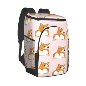 thermal backpack funny corgi dog pattern waterproof cooler bag large insulated bag picnic cooler backpack refrigerator bag free global shipping