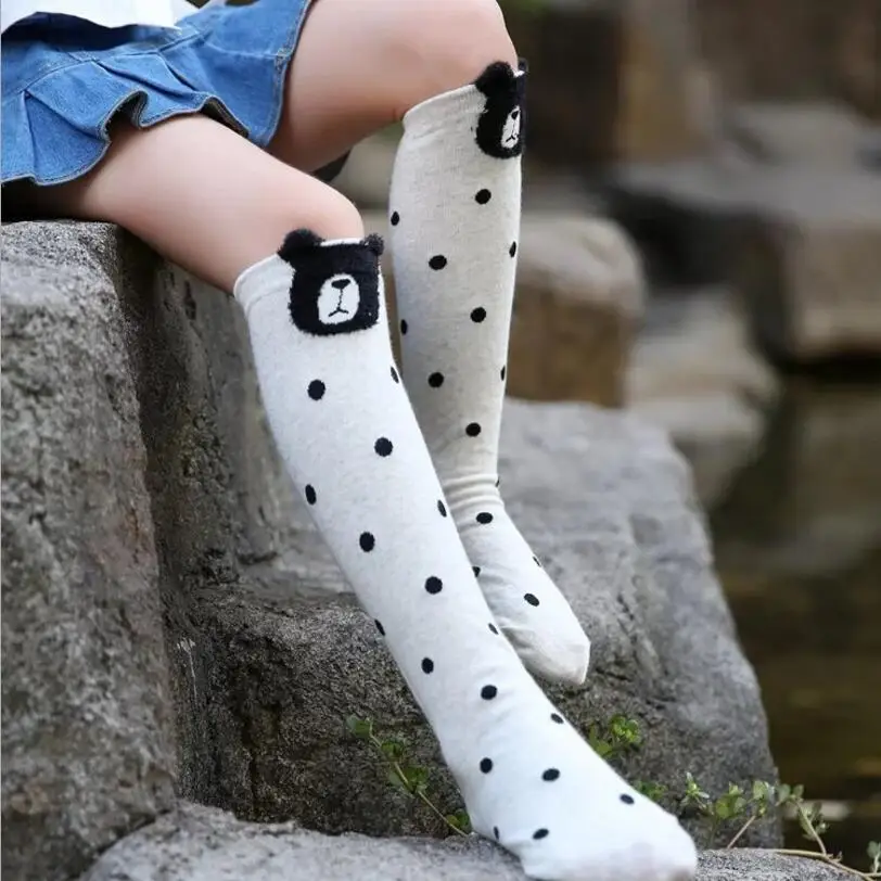 Girl Socks 1 Носки для девочек 3-12 лет, длинные гетры до колена, милые носки для мальчиков и девочек, детские носки, милые детские носки, хлопковые носки с рисунком медведя для малышей - Цвет: Girl Socks 1