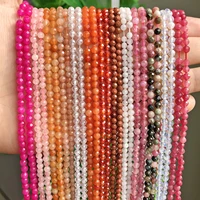 natural stone faceted small 2 3 4 mm beads rose quartz pink red tourmaline loose spacer beads jewelry making necklace bracelets