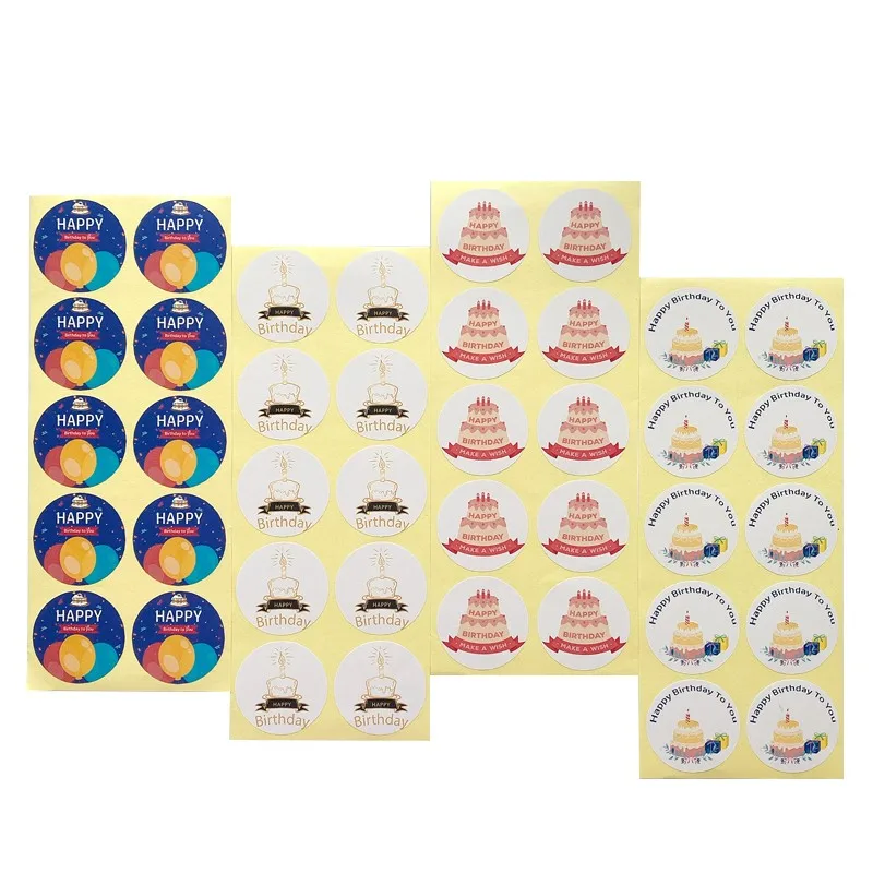 

1000pcs wholesale 35MM Happy Birthday Seal Sticker Decoration Decor Stickers Round Packing Cake Adhesive balloon Stickers Label