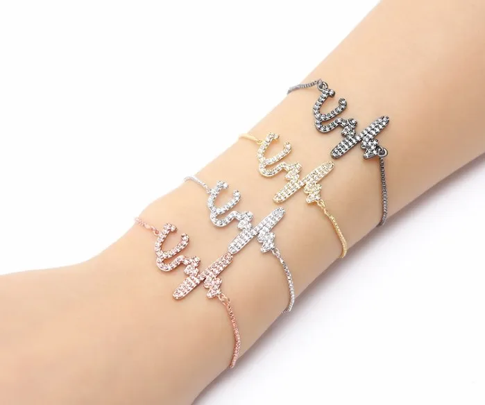 Золотая Серебряная цепочка микро проложить cz Циркон кубический цирконий браслет