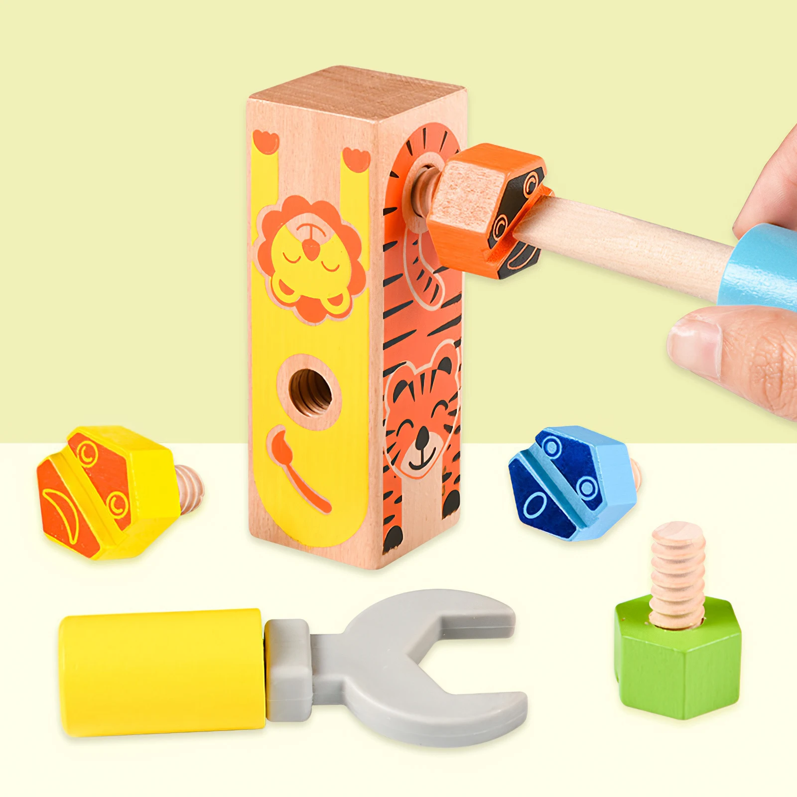 

Screwing Nuts Pairing Disassembly And Assembly Wooden Blocks For Kindergarten Hands-On Board Animal Screws Assemble Game