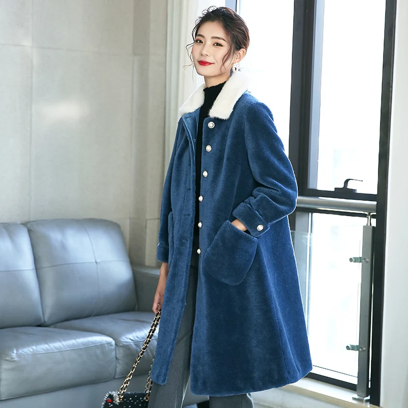 Пальто из натурального меха пальто с овчиной сезон зима 2020 теплая Женская куртка