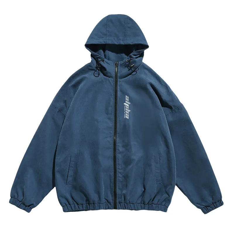 

2021 spring and autumn men's jacket casual windbreaker jacket men's breathable hooded outdoor letter printing clothes