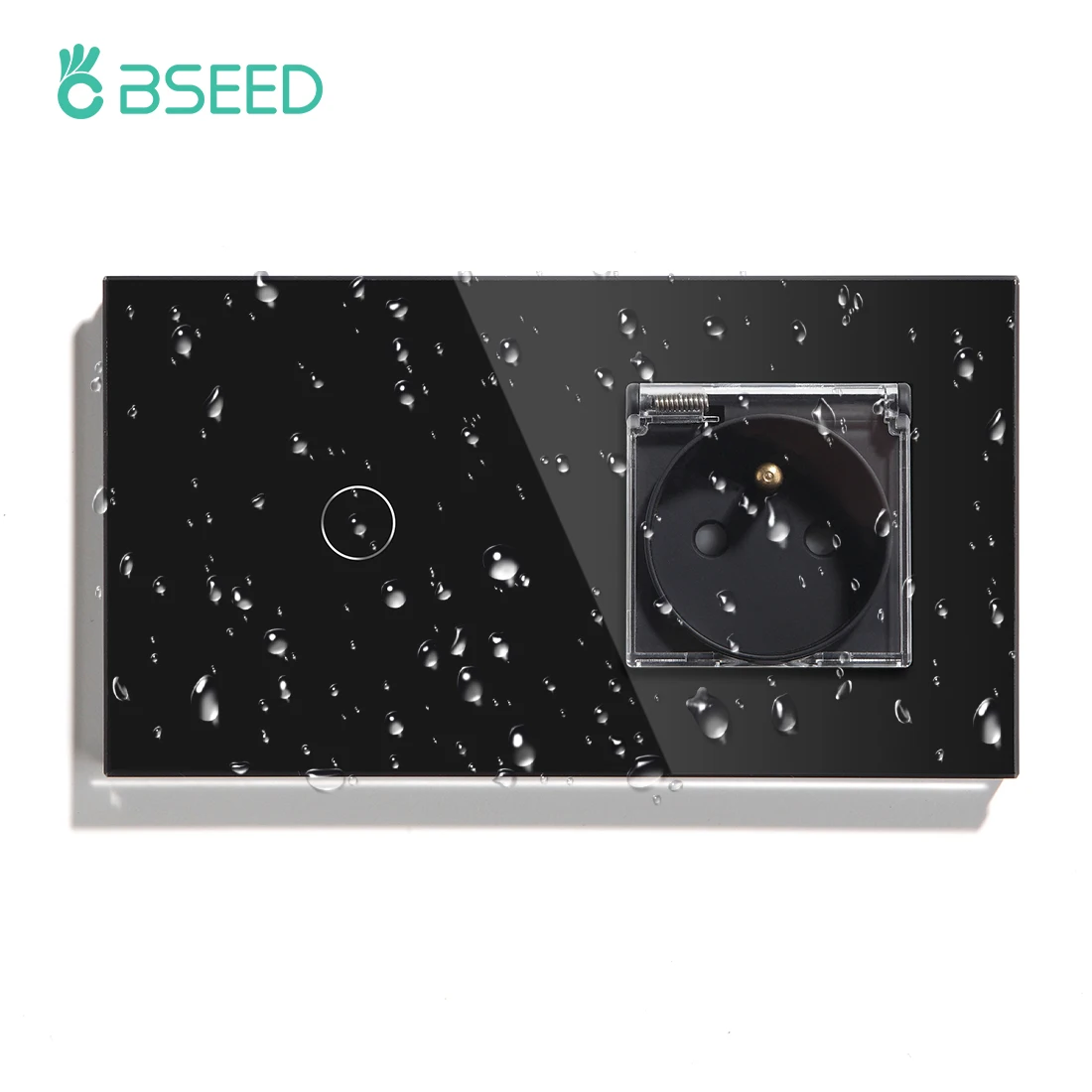 BSEED French Standard WaterProof FR socket with touch switch 1 Gang 1 Way 2Way Crystal Glass Panel home improve product