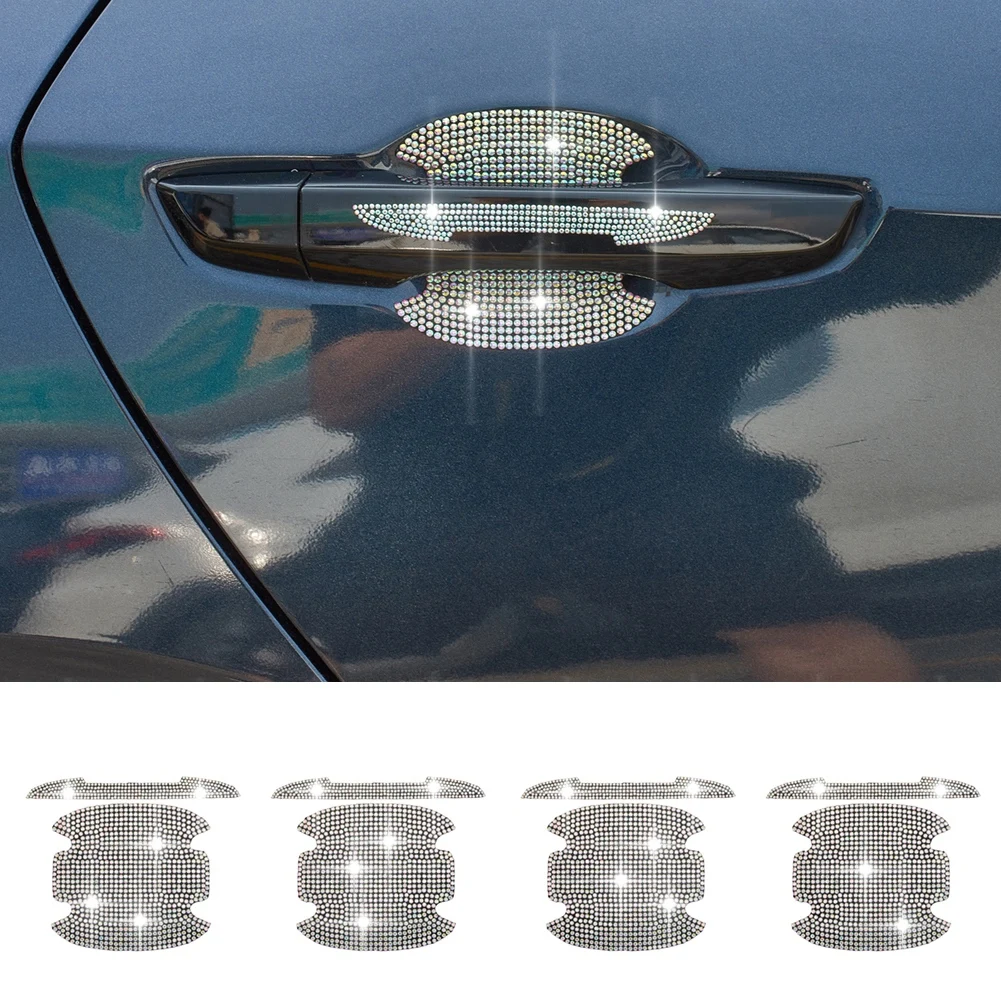 

4pcs Bling Car Door Handle Cup Paint Scratch Protector Covers with 4pcs Bling Car Door Handle Scratch Protector