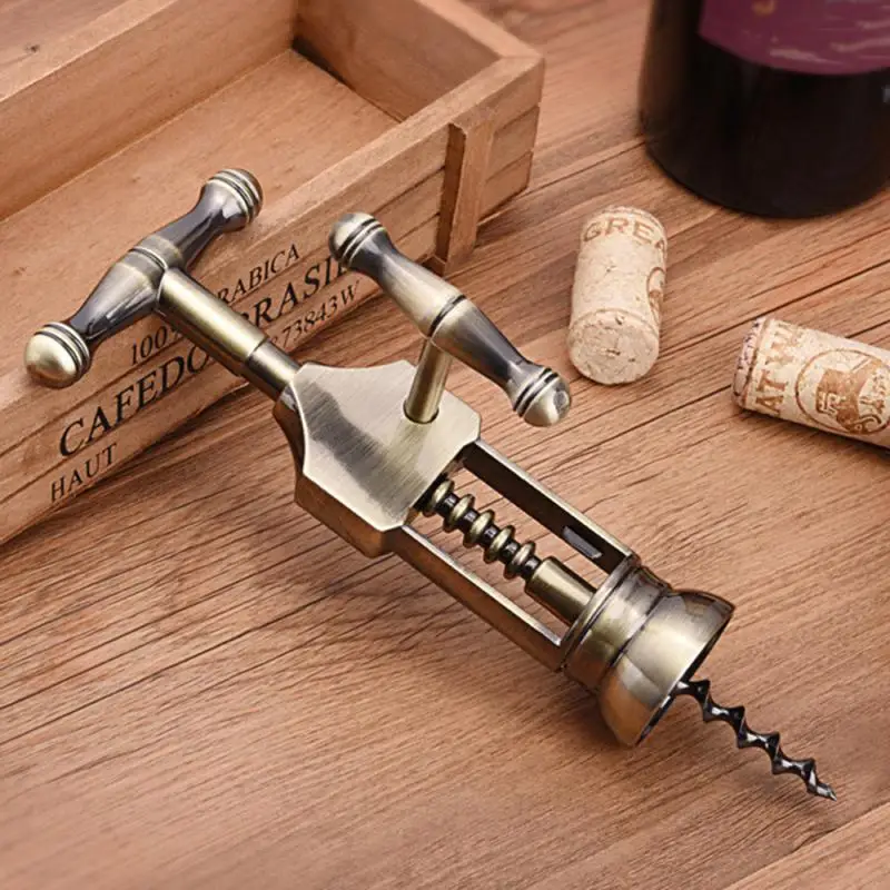 

Vintage Zinc Alloy Wine Opener Bottle Corkscrew Cork Remover Metal Opener Leverage Design Corkscrew For Wine Kitchen Bar Tools