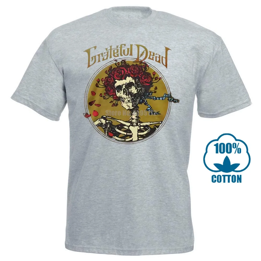 Серый Футболка Grateful Dead Grateful Skull M, L, Xl, 2Xl, фирменная новинка, Официальная футболка - Цвет: Серый